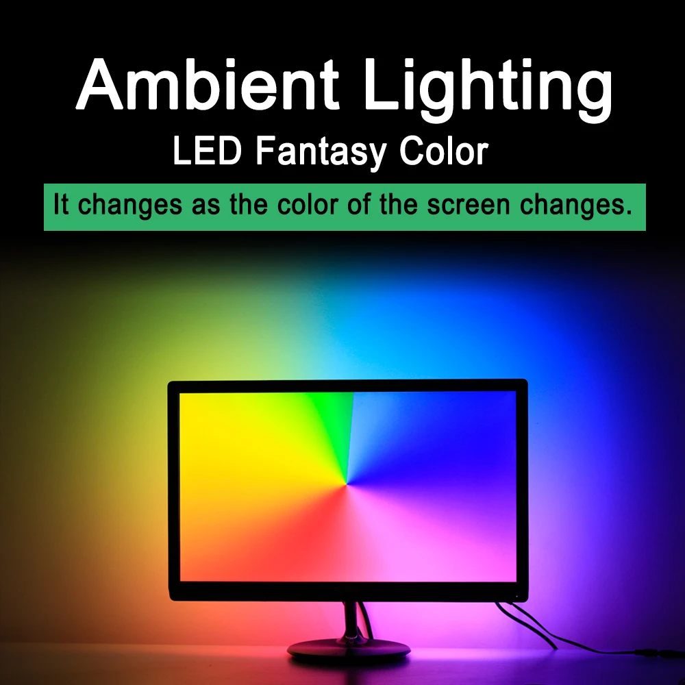 WS2812 Rgb Usb Led Strip Licht Computer Monitor Desktop Pc Backlight Verlichting Ambient Tape Lint String 1M ~ 5M|LED - AliExpress
