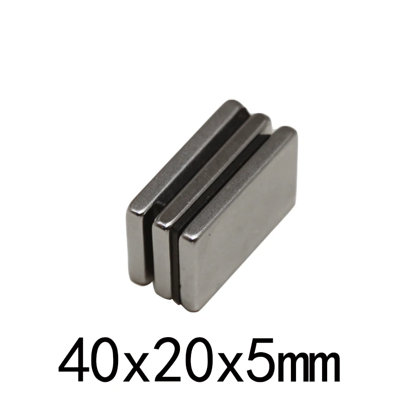 1/2/3pcs 40x20x5mm Strong Quadrate Neodymium N35 Powerful Ndfeb Longer Block Rare