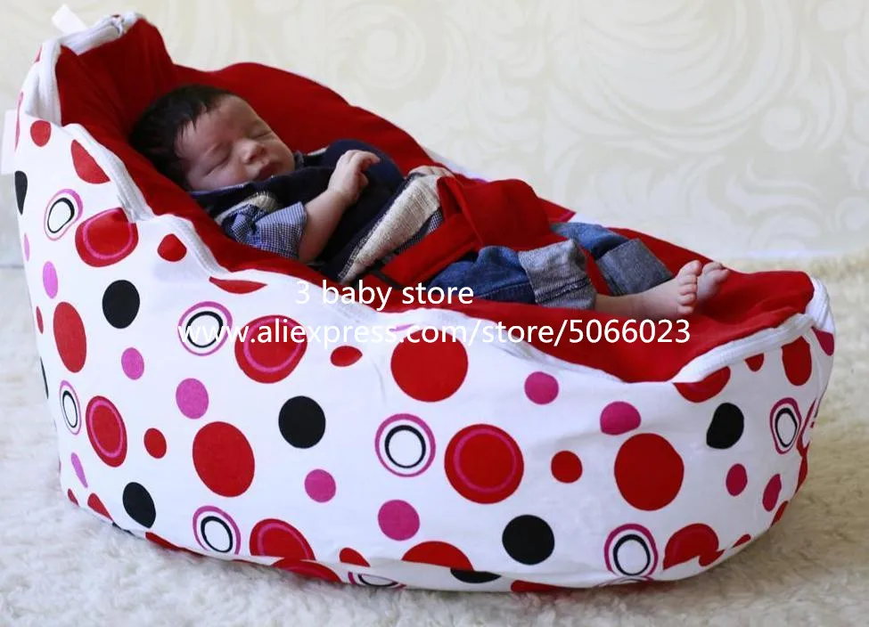 Red Polka Circle Pattern Comfort Baby Beanbags Chair Child Todler