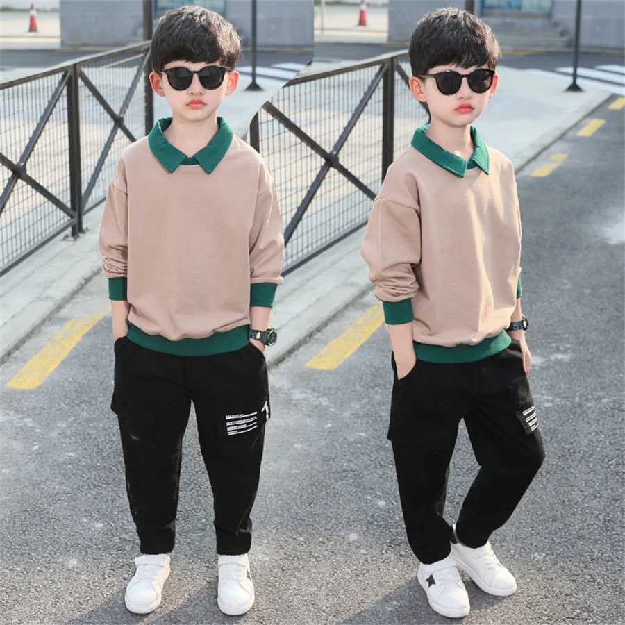 

Spring Autumn Boys Clothing Set 2023 Kids Tracksuit Long Sleeve Sweatshirts+pants Clothes Sets For Teenager Sports Suits 4-14t