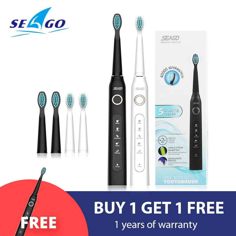 Seago電動歯ブラシ充電式取得購入1送料ソニック旅行歯ブラシヘッド交換美白最優秀健康的なギフト Electric Toothbrushes Aliexpress