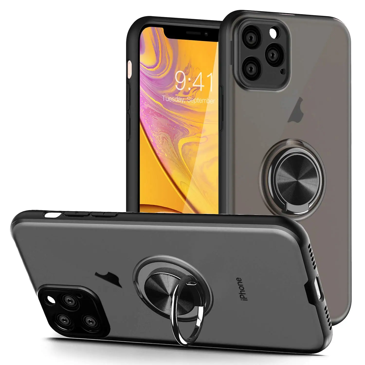 Чехол для iPhone 11, полный корпус анти-чехол от царапин с поворотным кольцом на 360 градусов(работает с магнитным автомобильным креплением