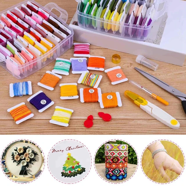 High Tenacity Embroidery thread Set 150 Colors Cross Stitch Sewing Thread  with Floss Bins&Scissors Thimble Cross Stitch Tool Box - AliExpress