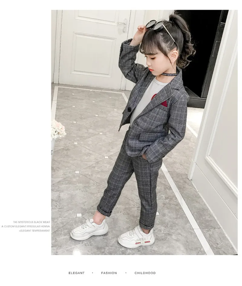 Teenage Girls Baby Girls Clothing Set Fashion Plaid Jackets+Pants Tracksuit School Uniform Girls Clothes Children Clothes Suit