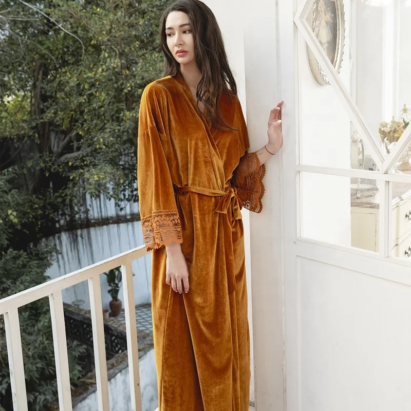 Bride Bridesmaid Robes Yellow Velvet 