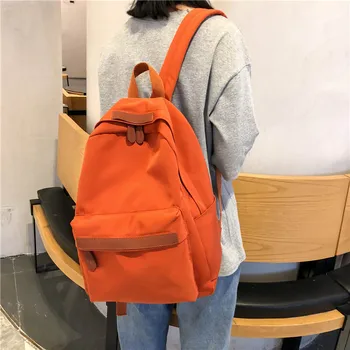 

2019 new ladies backpack Korean version of high school college students campus simple solid color backpack women's