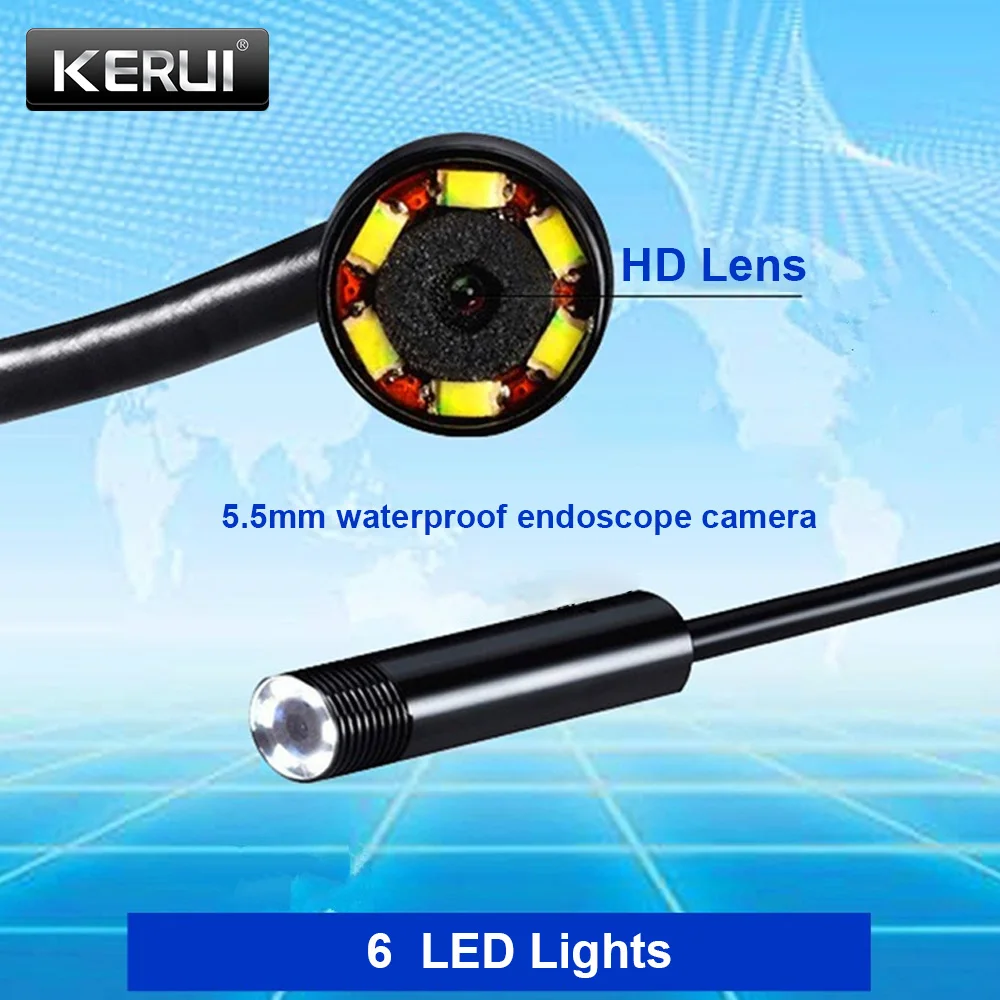 KERUI Mini Endoscope Camera 7mm/5.5mm USB Camera for Android Phone PC Inspection Camera Borescope Flexible IP67 Waterproof 6 LED - Image 4