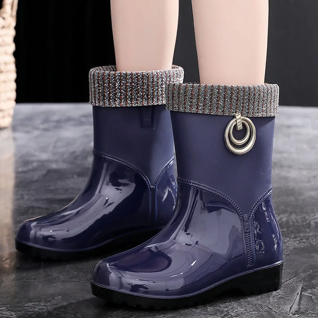 Rubber Shoes Women Rain Boots For Girls Ladies Walking Waterproof Pvc Winter Woman Ankle Rainboots Size 37-41#3 | Обувь