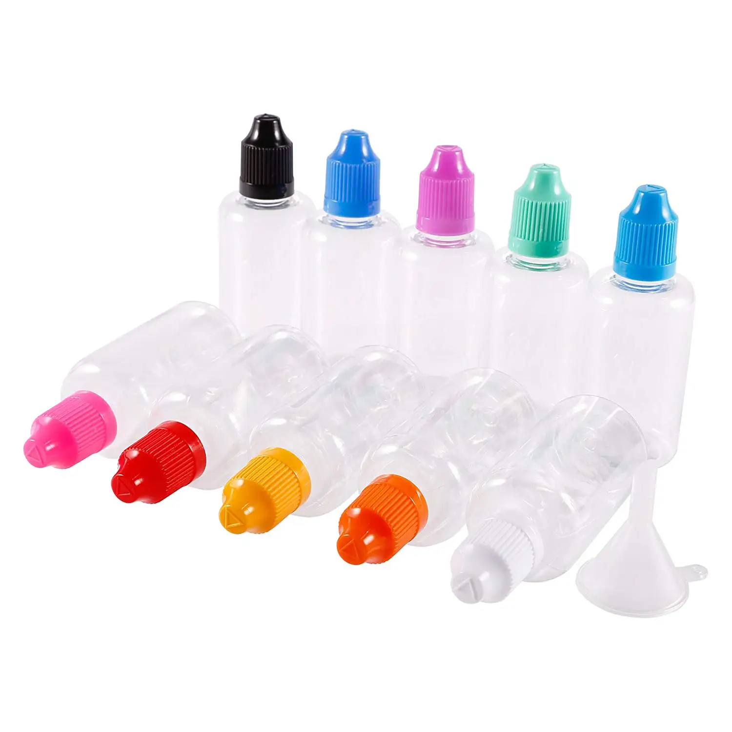 

10Pcs PET Clear Plastic bottle Empty Square Juice Eye Liquid Dropper Bottles with Funnel with Childproof Safe Caps