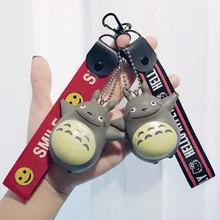 Южная Корея симпатичный типа сделай себе сам Тоторо кукла-брелок для ключей Для Мужчин's Для женщин автомобиля сумка трикотажный пояс цепочка для ключей ожерелье с круглой подвеской