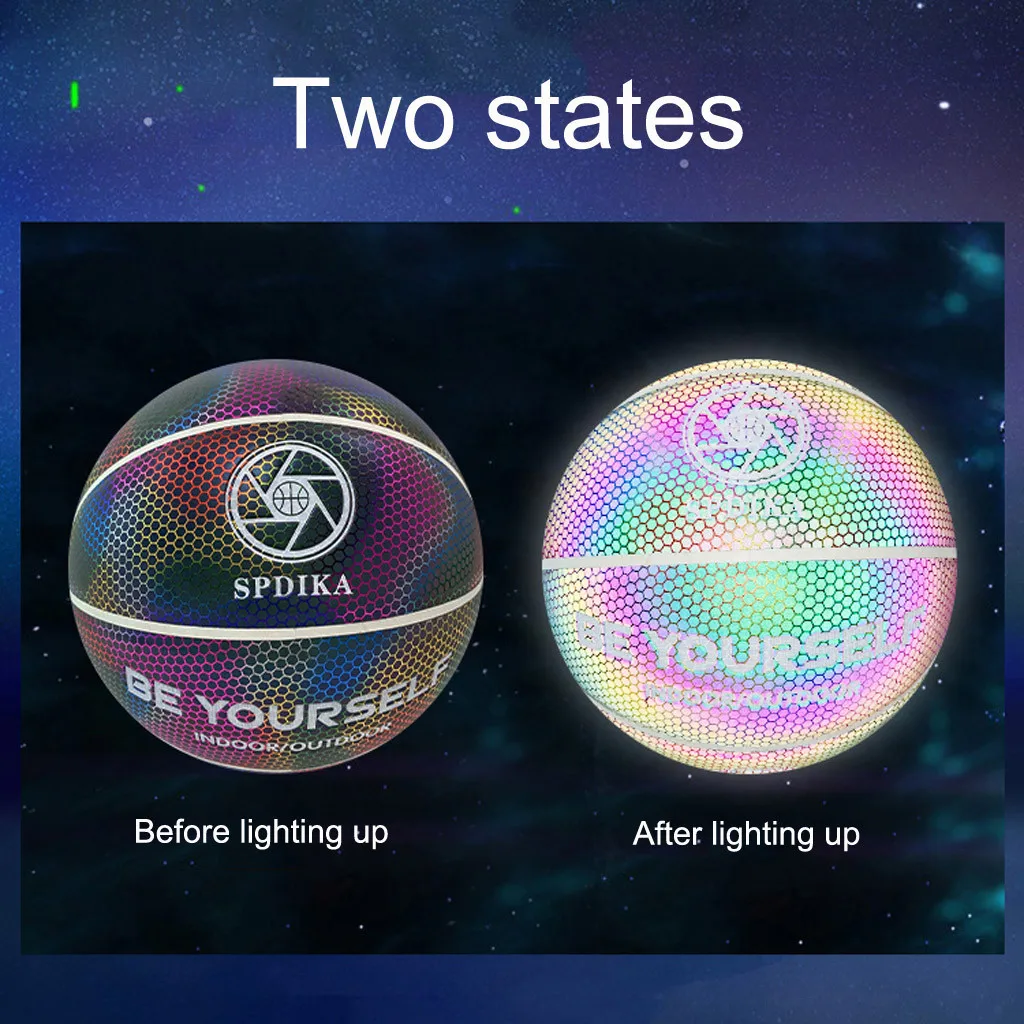 Size 7 Luminous Basketball Battery-Free Glowing Basketball Children Trainning Adults Kids Sports toy Child Early Training Game#D