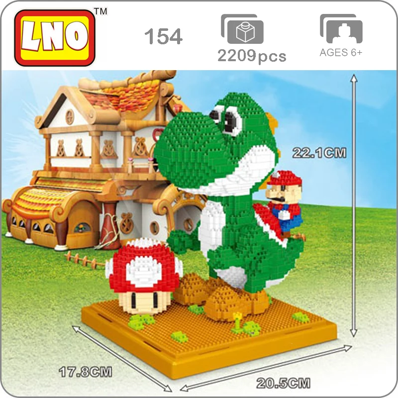 

2209pcs Game Super Mario Yoshi Green Monster 3D Model DIY Diamond Mini Building Small Blocks Bricks Assembly Toy no Box