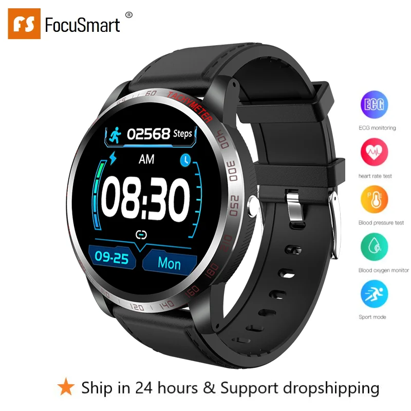 

FocuSmart 2020 Smart Watch Fitness Tracker Blood Pressure HeartRate Monitor Waterproof ECG HRV Smart Bracelet For IOS/Andriod