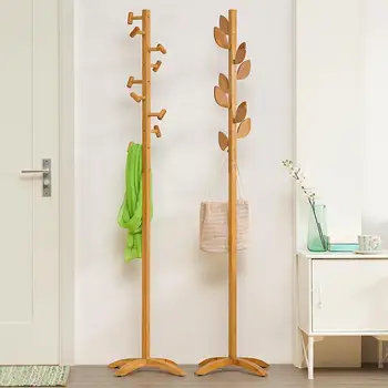 

Simple modern coat rack floor solid wood hanging racks simple bedroom home clothes storage
