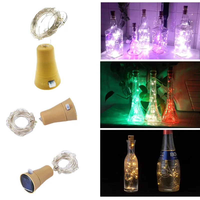 

Solar 20 LEDS Garland String Fairy light Glass Craft Wine Bottle Lights 2M Christmas Wedding Birthday Party Decoration