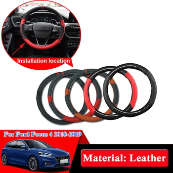 

Car Styling Leather Steering Wheel Hub Cover For Ford Focus 4 2018 2019 Car Steering Wheel Cover Internal Decoration