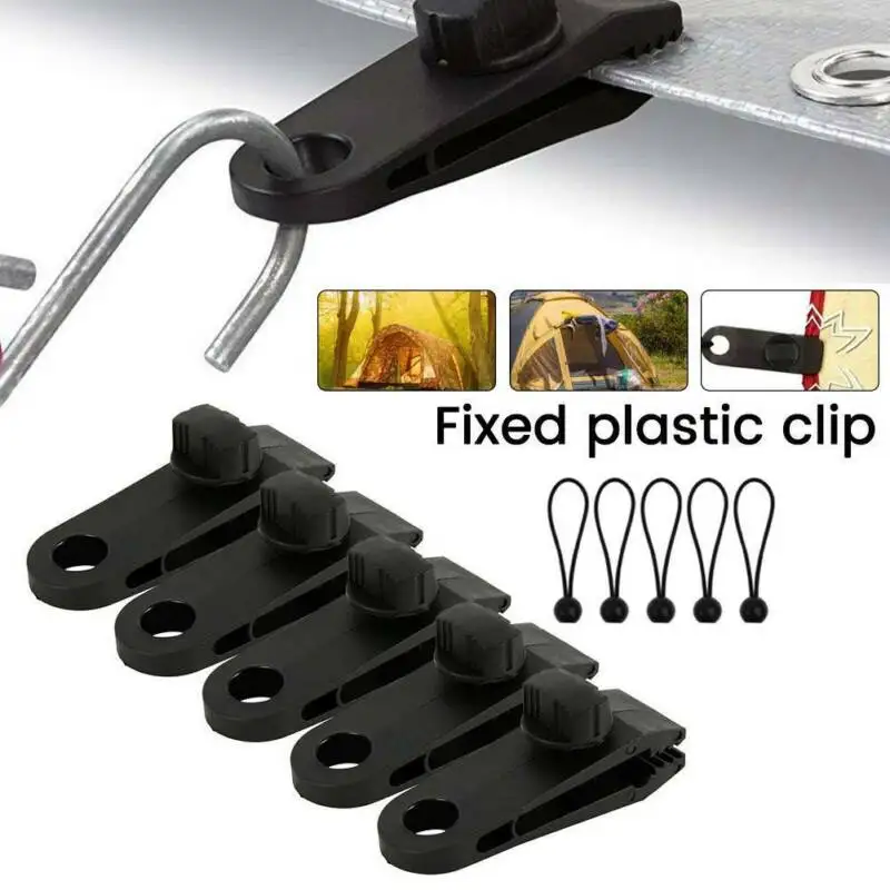 

10Pcs Set Tent Tarp Tarpaulin Fasteners Clips Holder Buckle with Bungee Cord