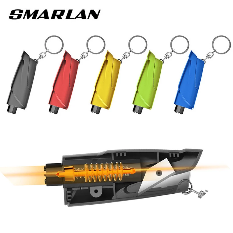 SMARLAN Portable Safety Hammer For Car Side Window Breaking Seat Belt Cutter Life-saving Escaping Emergency Tool With Key-chain