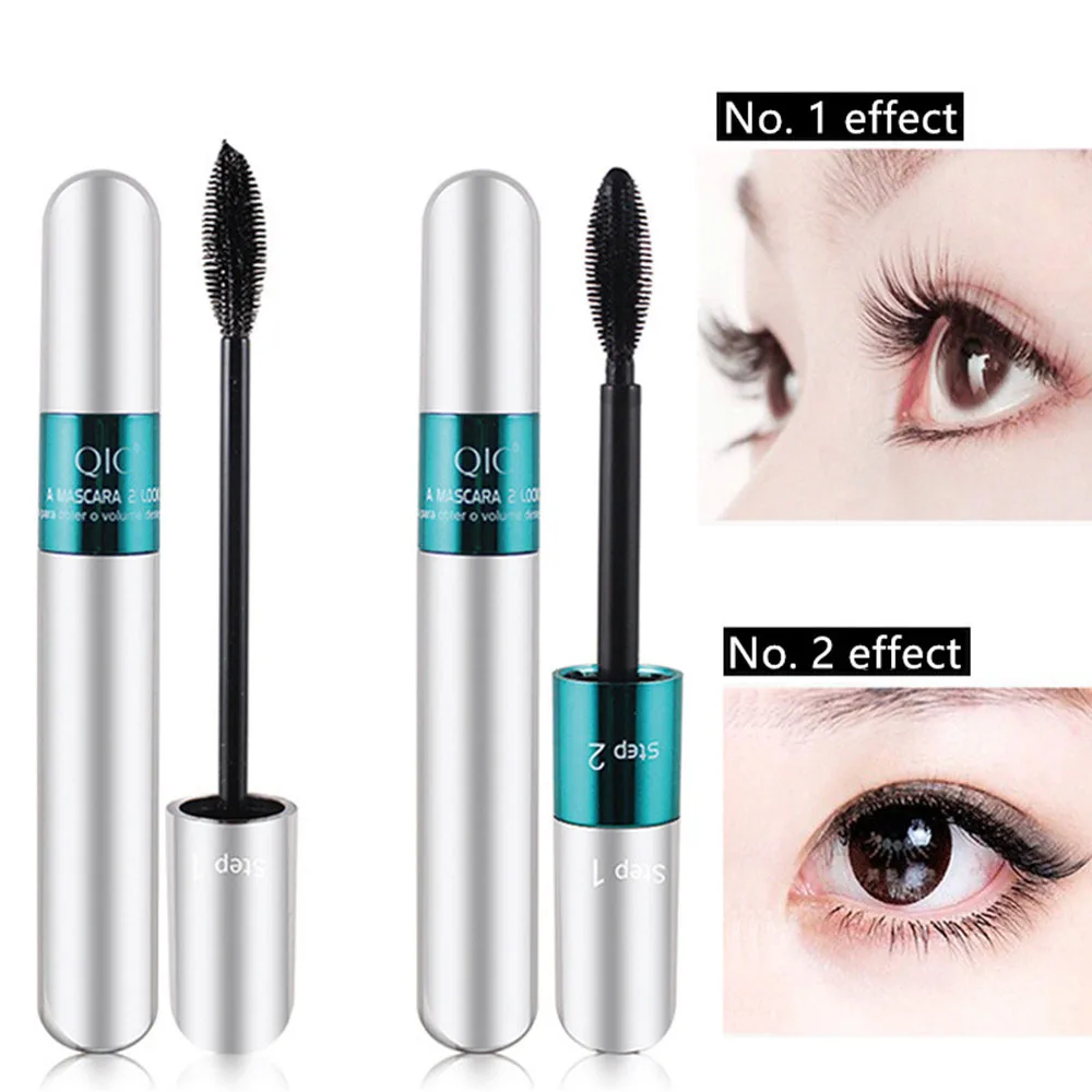 2 in 1 Double-head Mascara Thick Curling Silver Tube Long Black Lash Eyelash Extension Eyelashes Brush Cosmetics |