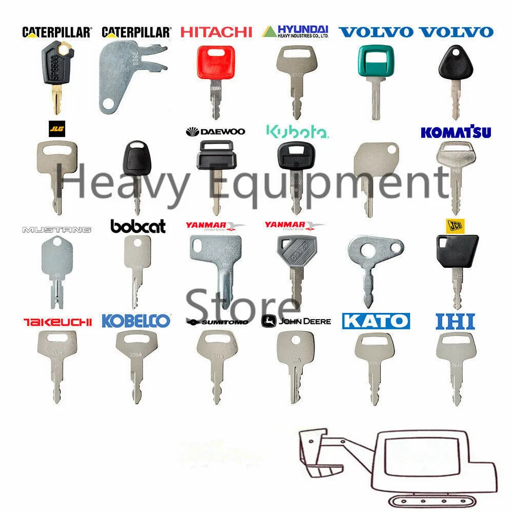 24 ключа для экскаватора Komatsu Yanmar Hitachi Hyundai Volvo Doosan JCB Kobelco Takeuchi John Deere IHI Kato|Ключ от