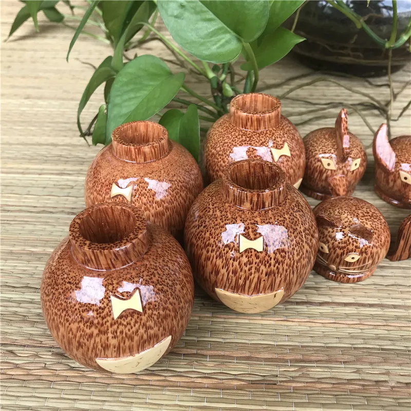 Мультяшные животные Держатели Для Зубочисток кокосового дерева Мини домашняя коробка для хранения походная портативная натуральная груша деревянная коробка ручной работы подарок