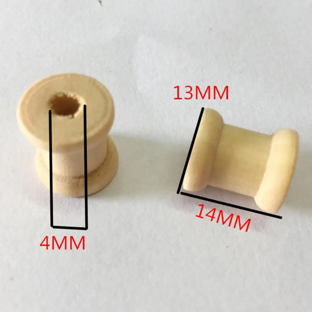100 Pieces Bulk Unfinished Wooden Spools Thread Bobbins Cord Wire Coils Sewing Notions 14mmX12mm