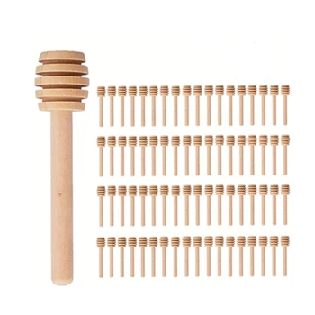 

80 Pack Mini Wooden Honey Dipper Sticks, Honey Stirrer Honey Wand for Honey Jar Dispense Drizzle Honey and Wedding Party