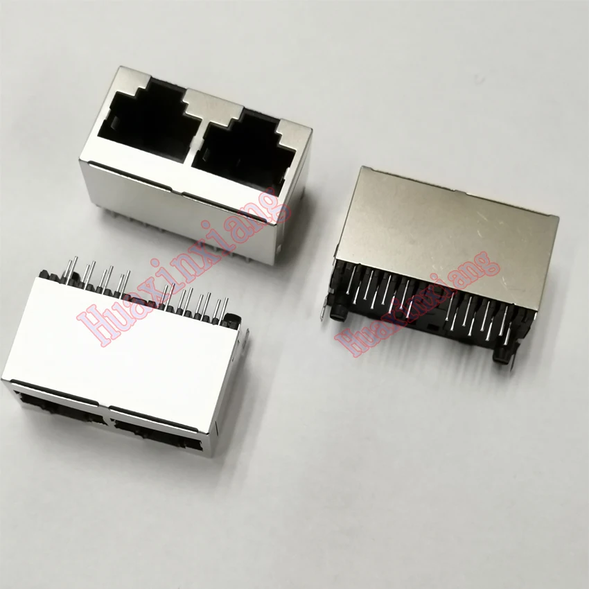 10 шт./лот 1*2 два порта RJ45 8P8C Femlae Jack/разъем 180 градусов Вертикальная стальная