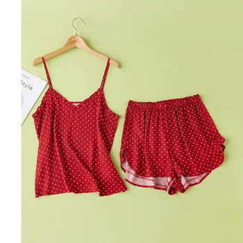 

Youhttest Ladies Sleeveless Silk Pajamas Two Piece Set Women Sleepwear