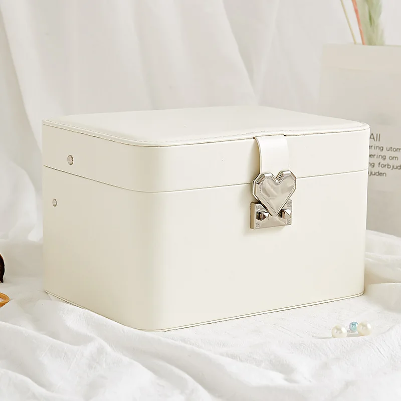 Three-layer Jewelry Cassette Mirror High-end Simple Earrings Ring Bracelet Necklace Jewelry Storage Box Gift Dressing Case