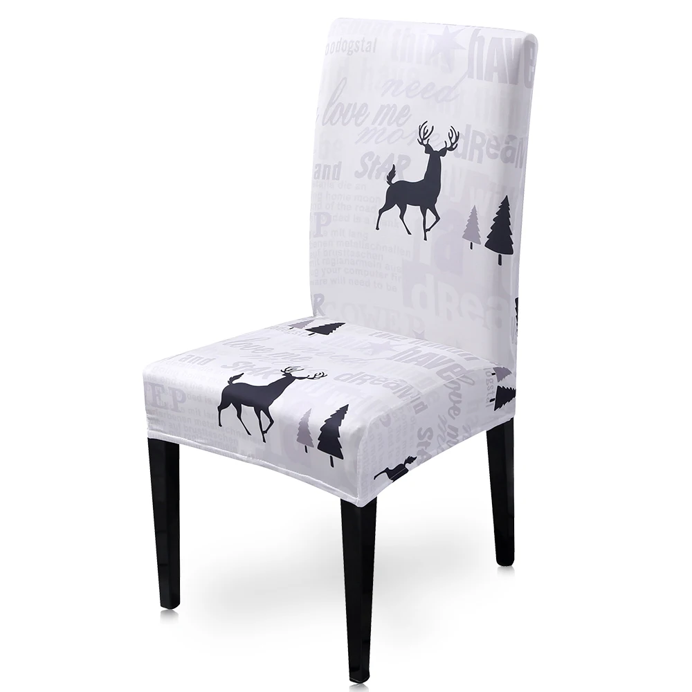 Christmas Decor Dining Room Chair Cover Removable Washable Stretch Seat Cover Universal Size Chair Covers Seat Slipcovers - Цвет: H