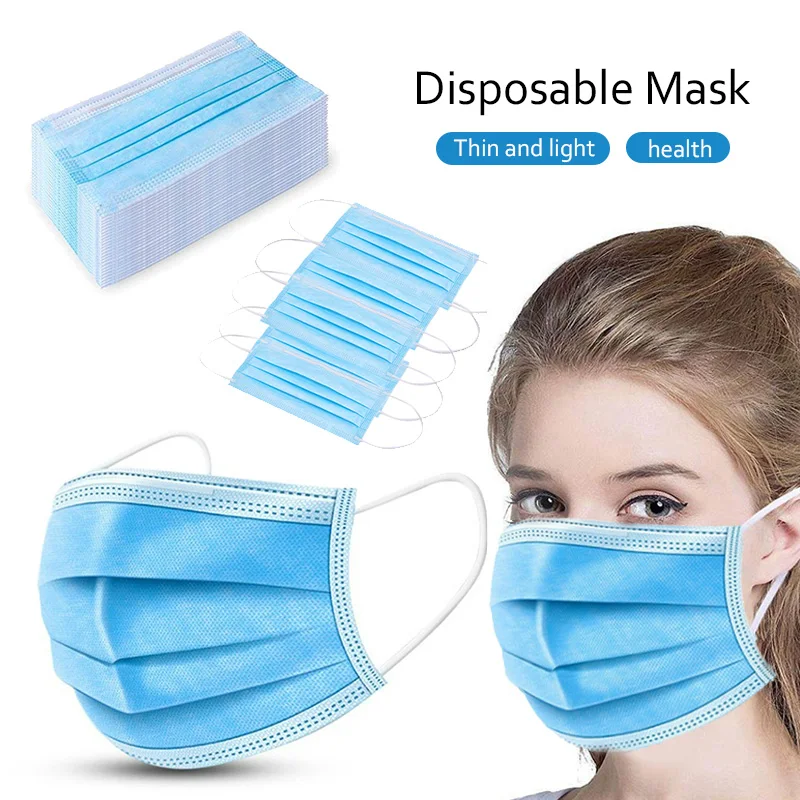 

40pcs 3 Layer Disposable Protective Face Mouth Masks Non Woven Anti-dust Pollution Safe Breathable Mask Lot