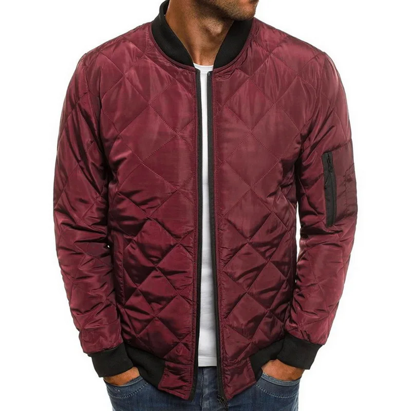 Pui men tiua, приталенное теплое пальто, Осень-зима, Мужская Легкая ветронепроницаемая теплая куртка, одноцветная куртка, верхняя одежда - Цвет: wine red