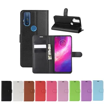 

50pcs/lot PU leather Flip Wallet Litchi Pattern Phone Case For Moto One Hyper G8 Power Edge Plus Lychee Grain Cover