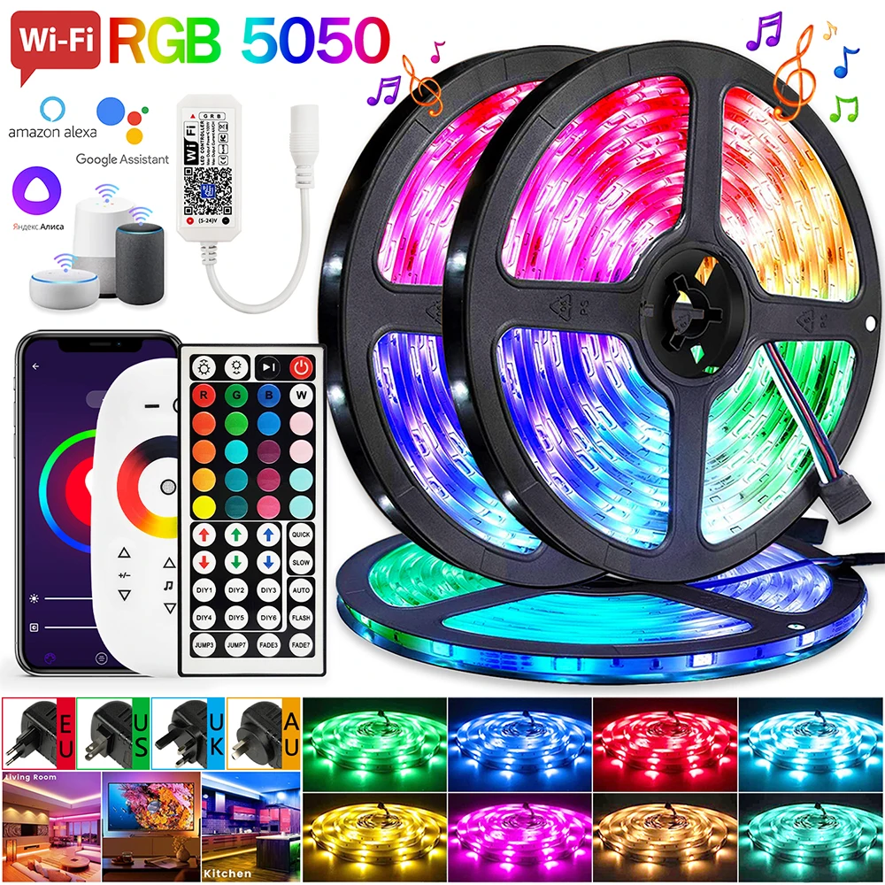 Светодиодная лента с Bluetooth Alexa голосовым управлением Luces RGB 5050 12 В гибкая