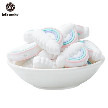 

Let'S Make Silicone Beads For Crib Mobile 50Pc Baby Toys For Newborn Mommy Gift Silicone Baby Teether Diy Toys Rainbow Beads