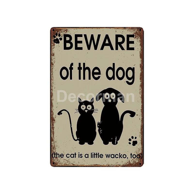 [DecorMan] Остерегайтесь собаки кошки цветка кувшин оловяный знак не курить оптом росписи картины Бар Декор LT-1809 - Цвет: XC1212