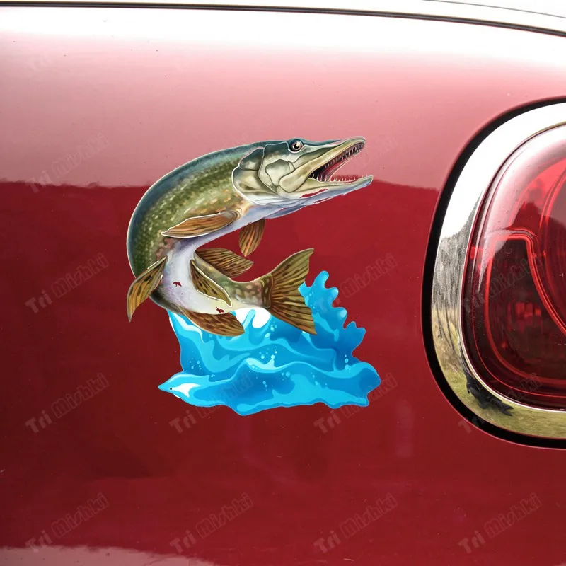 Tri mishki W1109 3D Fish Jumping From Water Car Sticker PVC Decals  Motorcycle sticker on Car Truck Bumper Laptop Fridge Wall