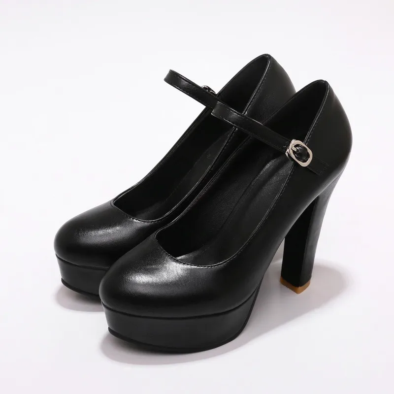 Odetina/женские туфли Mary Jane на очень высоком блочном каблуке и платформе с ремешком на лодыжке; удобные элегантные модельные туфли-лодочки с круглым носком; большие размеры 45