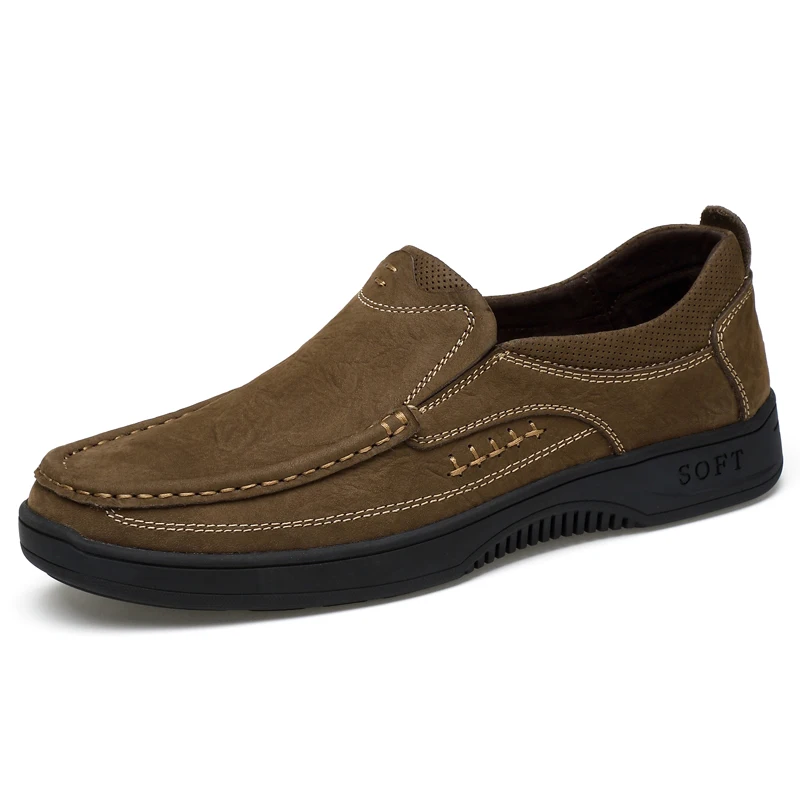 Men Shoes Genuine Leather Casual Driving Anti Slippery Flats | Обувь