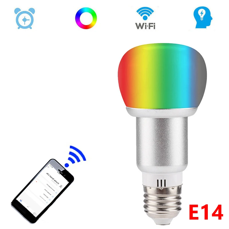 

Wireless WIFI Smart LED Bulb 10W RGB Colorful Dimmable Lamp Light Voice ControlMagic Light Bulb Lamp Wake-Up Lights