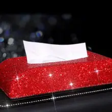 Шикарный Кристалл автомобиля коробка ткани солнцезащитный козырек алмаз кожа авто держатель тканевой бумаги чехол солнцезащитный козырек висячая салфетка автомобильные аксессуары