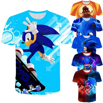

kids clothes Summer Short Sleeve 3D Cartoon Printed sonic the hedgehog T Shirt for Boys Streetwear Teenager Boys Children Tops