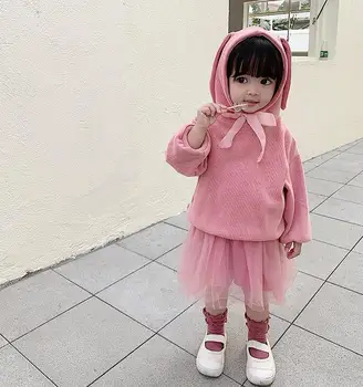 

2020 New Girls 2 Pcs Set Hooded Coat+Skirt Spring Girls Suits 1-6t PY749