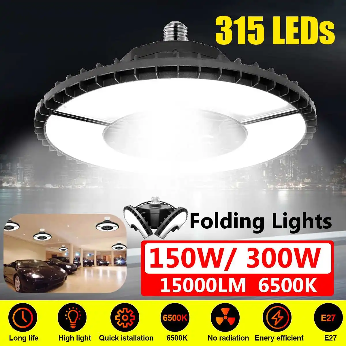 315LEDs Industrial Lighting 150W/300W E27 Led Garage Light 15000LM 2835 Led High Bay Industrial Lamp for Workshop