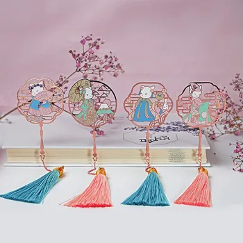 

Metal Bookmark Kawaii Hanfu Animal Cat Cute Segnalibro Bookmarks for Books Brass Metal Book Marks Kawaii Creative Teacher Gifts