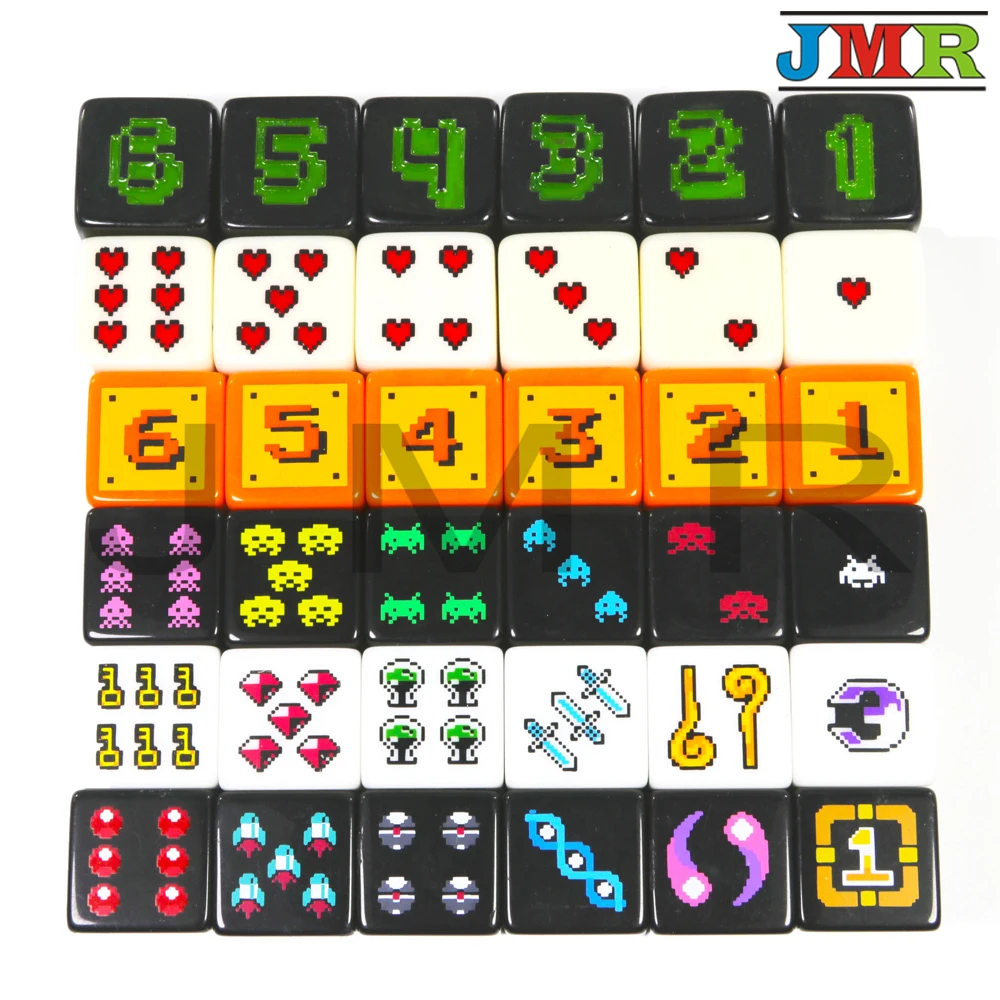 1pc of each style 18 мм Цифровой D6 игральные кости набор 6 шт./компл., пластиковый 6-сторонний кубик для игры в покер карты/образования азартных игр, настольной игры - Цвет: 1pc of each style