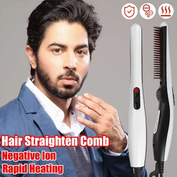 

Electric Beard Straightener Comb Quick Heated Brush Styler For Men Women Travel Hair Styler Fast Warm-up Hair Straightener