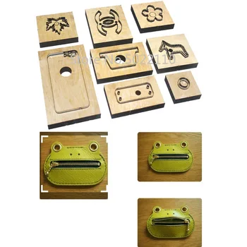 

New 2pcs/set Japan Steel Blade Wooden Die Cutter DIY Cute Leather Zipper Frog Card Holder Coin Bag Hand Punch Tool Knife Mould