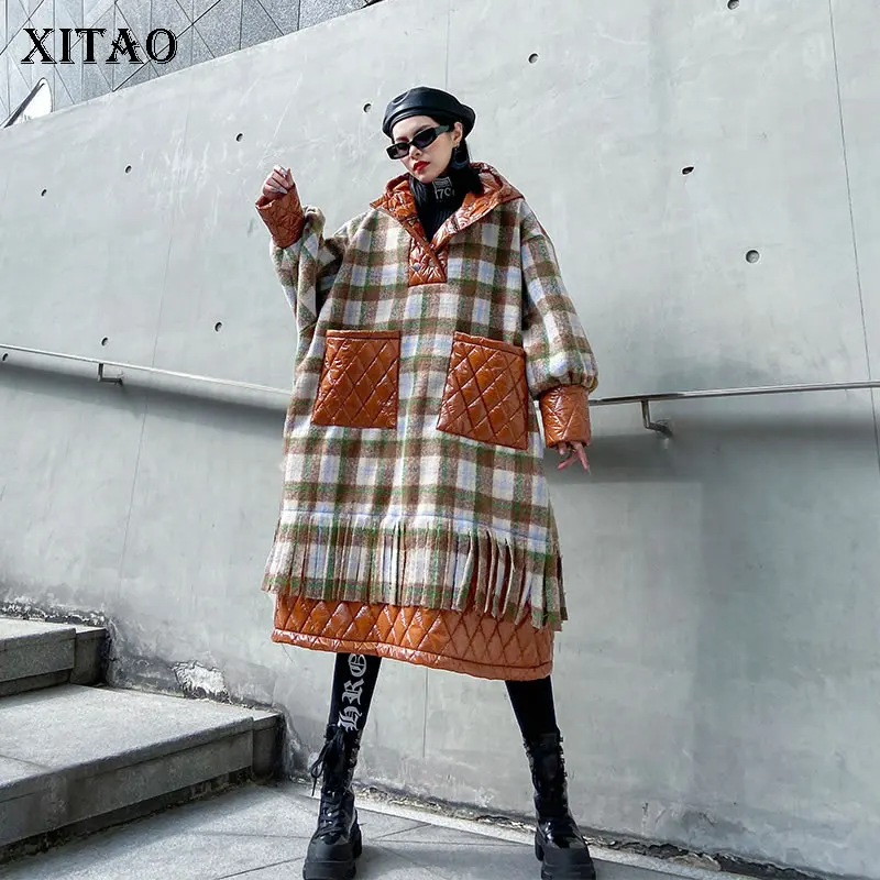 XITAO модное зимнее пальто в клетку для женщин большие размеры уличная одежда